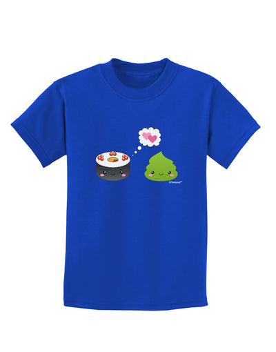 Cute Sushi and Wasabi Love Childrens Dark T-Shirt by TooLoud-Childrens T-Shirt-TooLoud-Royal-Blue-X-Small-Davson Sales