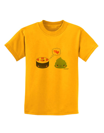 Cute Sushi and Wasabi Love Childrens T-Shirt by TooLoud-Childrens T-Shirt-TooLoud-Gold-X-Small-Davson Sales