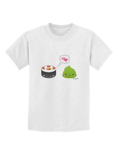 Cute Sushi and Wasabi Love Childrens T-Shirt by TooLoud-Childrens T-Shirt-TooLoud-White-X-Small-Davson Sales