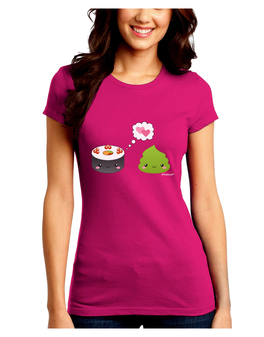 Cute Sushi and Wasabi Love Juniors Crew Dark T-Shirt by TooLoud-T-Shirts Juniors Tops-TooLoud-Black-Juniors Fitted Small-Davson Sales