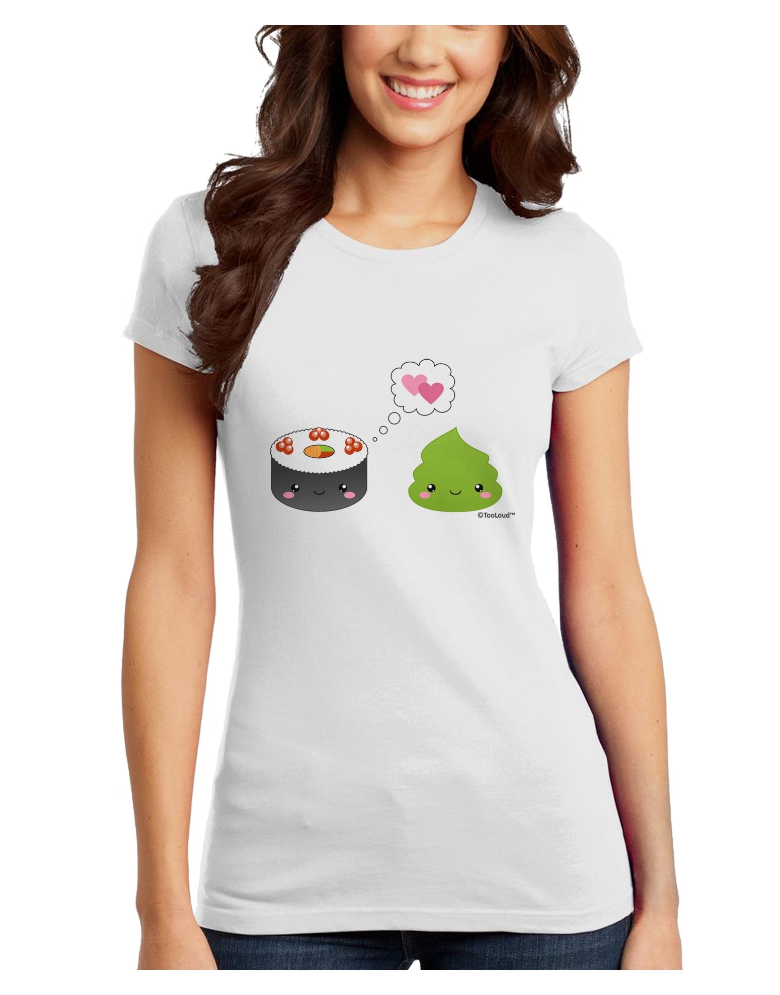 Cute Sushi and Wasabi Love Juniors T-Shirt by TooLoud-Womens Juniors T-Shirt-TooLoud-White-Juniors Fitted X-Small-Davson Sales