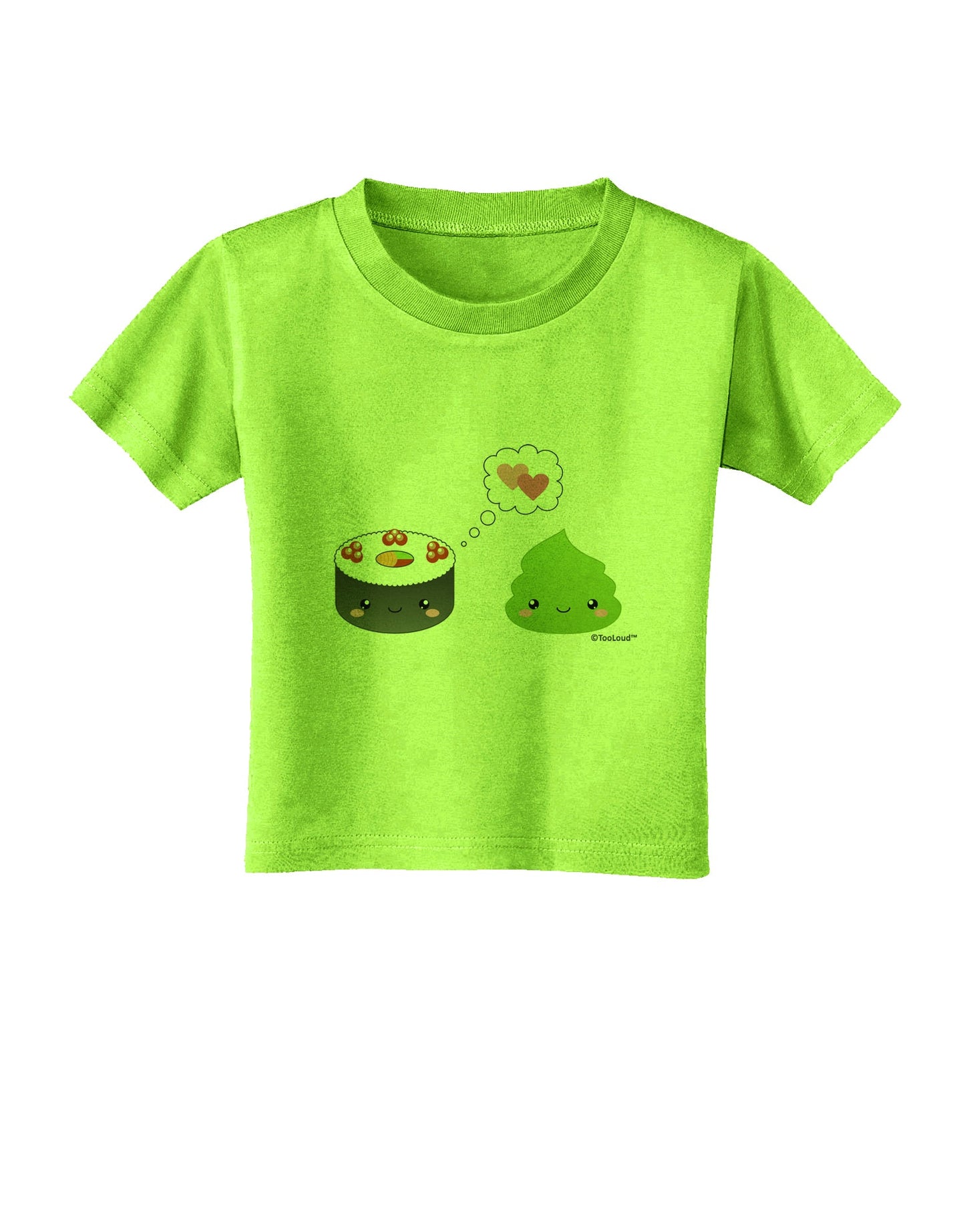 Cute Sushi and Wasabi Love Toddler T-Shirt by TooLoud-Toddler T-Shirt-TooLoud-Lime-Green-2T-Davson Sales