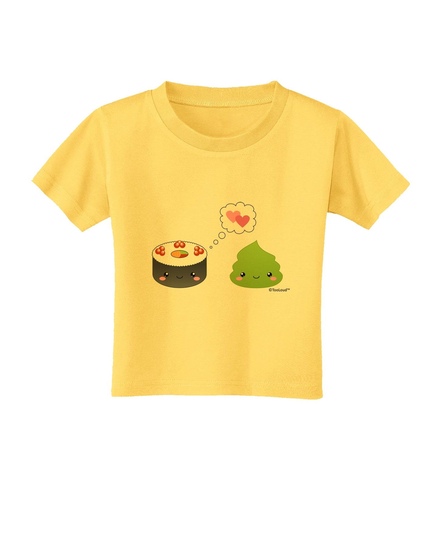 Cute Sushi and Wasabi Love Toddler T-Shirt by TooLoud-Toddler T-Shirt-TooLoud-Yellow-2T-Davson Sales
