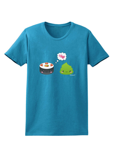 Cute Sushi and Wasabi Love Womens Dark T-Shirt by TooLoud-Womens T-Shirt-TooLoud-Turquoise-X-Small-Davson Sales