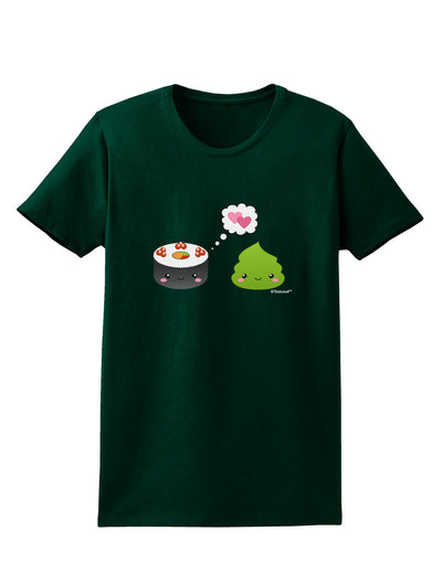 Cute Sushi and Wasabi Love Womens Dark T-Shirt by TooLoud-Womens T-Shirt-TooLoud-Forest-Green-Small-Davson Sales