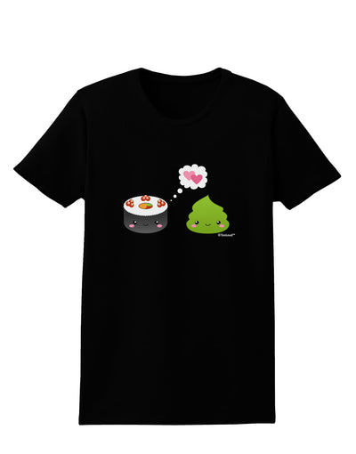 Cute Sushi and Wasabi Love Womens Dark T-Shirt by TooLoud-Womens T-Shirt-TooLoud-Black-X-Small-Davson Sales