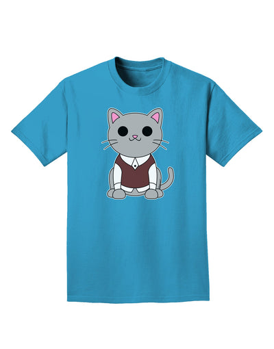 Cute Sweater Vest Cat Design Adult Dark T-Shirt by TooLoud-Mens T-Shirt-TooLoud-Turquoise-Small-Davson Sales