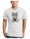 Cute Sweater Vest Cat Design Adult V-Neck T-shirt by TooLoud-Mens V-Neck T-Shirt-TooLoud-White-Small-Davson Sales