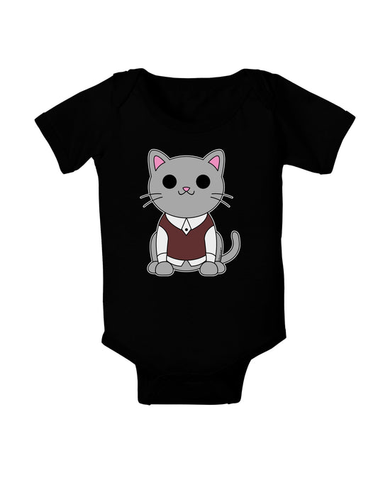 Cute Sweater Vest Cat Design Baby Romper Bodysuit Dark by TooLoud-Baby Romper-TooLoud-Black-06-Months-Davson Sales