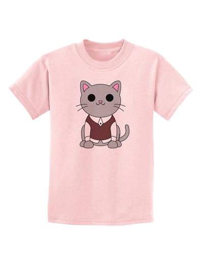 Cute Sweater Vest Cat Design Childrens T-Shirt by TooLoud-Childrens T-Shirt-TooLoud-PalePink-X-Small-Davson Sales