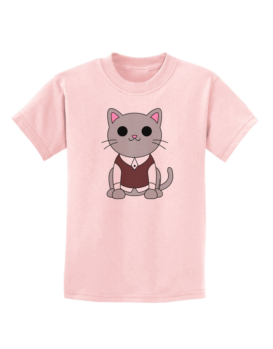 Cute Sweater Vest Cat Design Childrens T-Shirt by TooLoud-Childrens T-Shirt-TooLoud-White-X-Small-Davson Sales