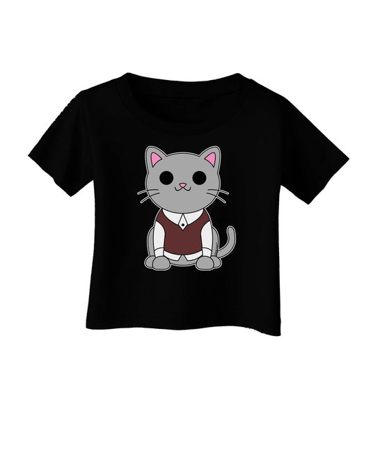 Cute Sweater Vest Cat Design Infant T-Shirt Dark by TooLoud-Infant T-Shirt-TooLoud-Black-06-Months-Davson Sales