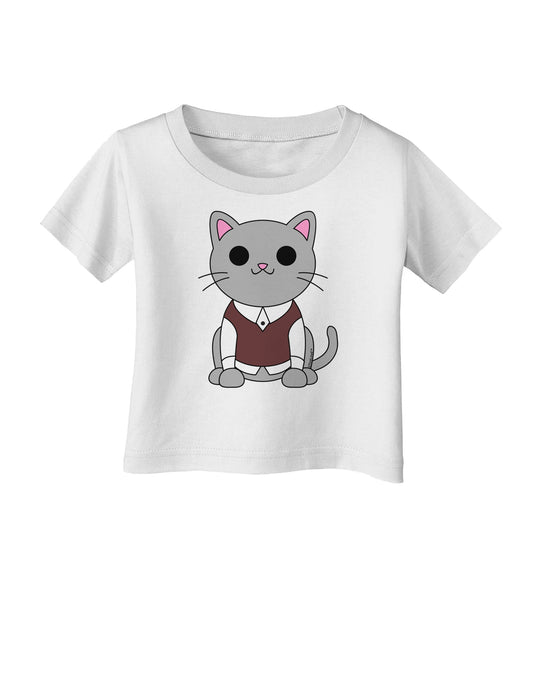 Cute Sweater Vest Cat Design Infant T-Shirt by TooLoud-Infant T-Shirt-TooLoud-White-06-Months-Davson Sales