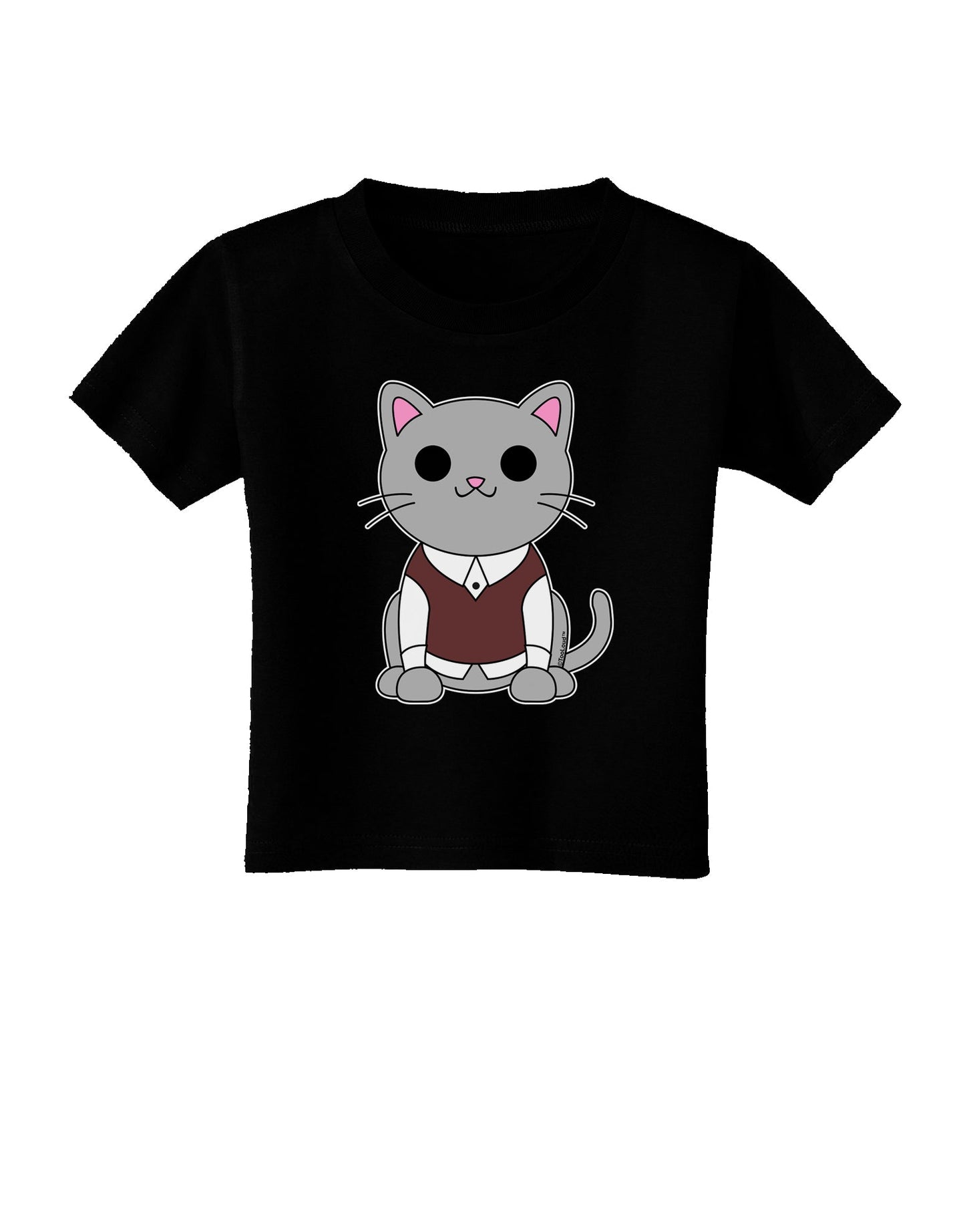Cute Sweater Vest Cat Design Toddler T-Shirt Dark by TooLoud-Toddler T-Shirt-TooLoud-Black-2T-Davson Sales