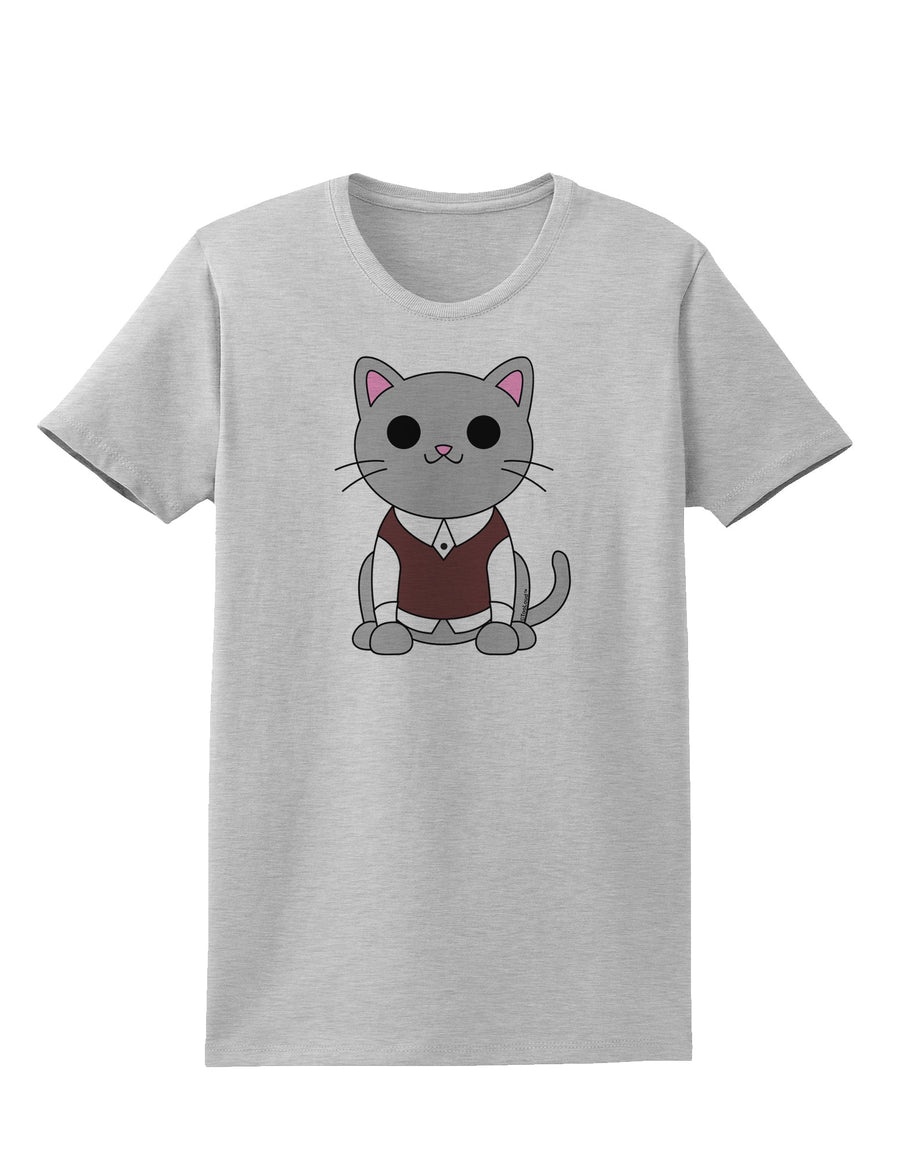 Cute Sweater Vest Cat Design Womens T-Shirt by TooLoud-Womens T-Shirt-TooLoud-White-X-Small-Davson Sales