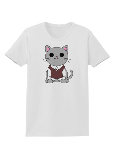 Cute Sweater Vest Cat Design Womens T-Shirt by TooLoud-Womens T-Shirt-TooLoud-White-X-Small-Davson Sales