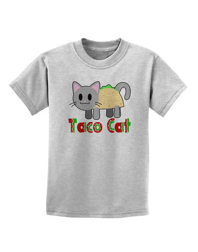 Cute Taco Cat Design Text Childrens T-Shirt by TooLoud-Childrens T-Shirt-TooLoud-AshGray-X-Small-Davson Sales