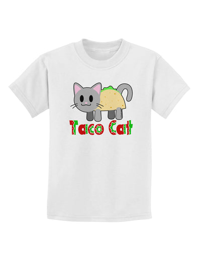 Cute Taco Cat Design Text Childrens T-Shirt by TooLoud-Childrens T-Shirt-TooLoud-White-X-Small-Davson Sales