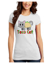 Cute Taco Cat Design Text Juniors T-Shirt by TooLoud-Womens Juniors T-Shirt-TooLoud-White-Juniors Fitted X-Small-Davson Sales