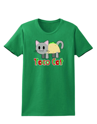 Cute Taco Cat Design Text Womens Dark T-Shirt by TooLoud-Womens T-Shirt-TooLoud-Kelly-Green-X-Small-Davson Sales