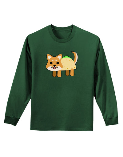 Cute Taco Dog Adult Long Sleeve Dark T-Shirt-TooLoud-Dark-Green-Small-Davson Sales