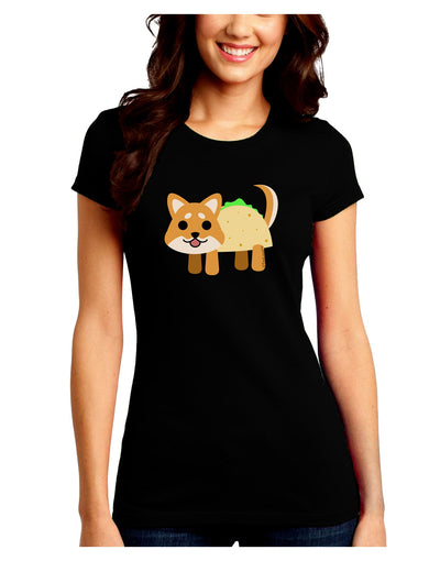 Cute Taco Dog Juniors Petite Crew Dark T-Shirt-T-Shirts Juniors Tops-TooLoud-Black-Juniors Fitted Small-Davson Sales