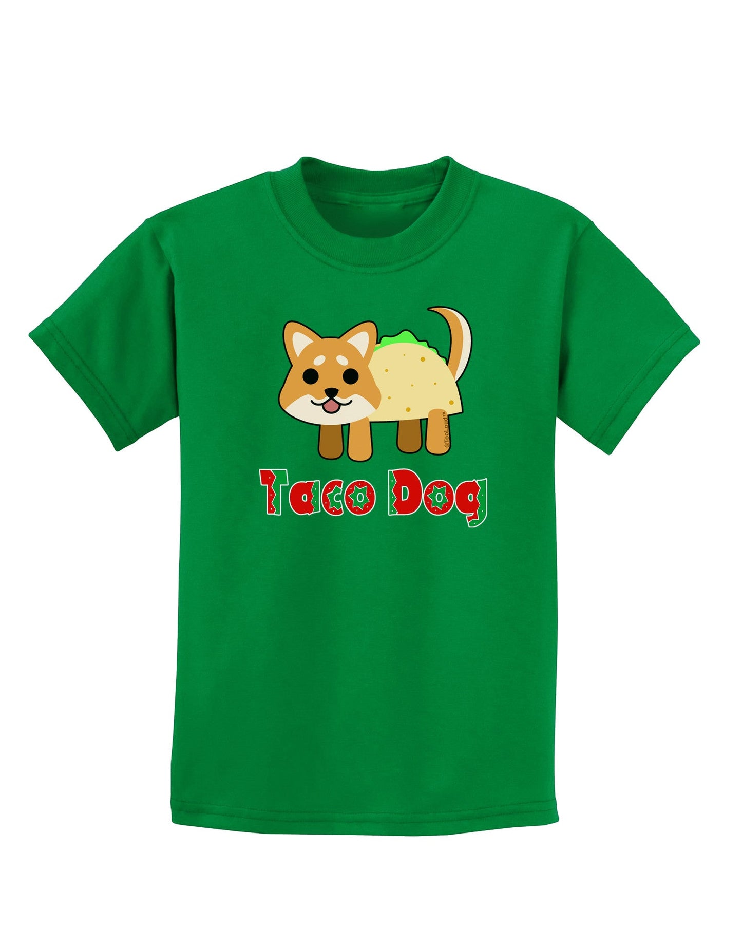 Cute Taco Dog Text Childrens Dark T-Shirt-Childrens T-Shirt-TooLoud-Kelly-Green-X-Small-Davson Sales