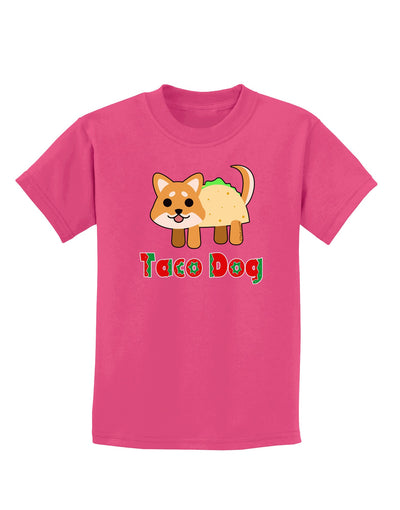 Cute Taco Dog Text Childrens Dark T-Shirt-Childrens T-Shirt-TooLoud-Sangria-X-Small-Davson Sales