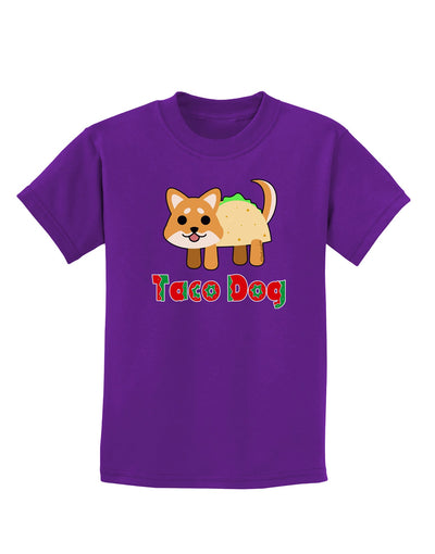 Cute Taco Dog Text Childrens Dark T-Shirt-Childrens T-Shirt-TooLoud-Purple-X-Small-Davson Sales