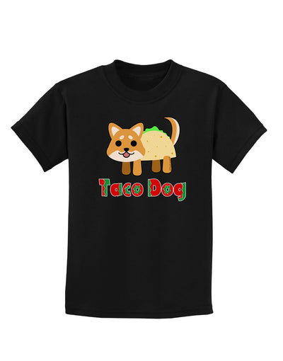 Cute Taco Dog Text Childrens Dark T-Shirt-Childrens T-Shirt-TooLoud-Black-X-Small-Davson Sales