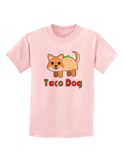 Cute Taco Dog Text Childrens T-Shirt-Childrens T-Shirt-TooLoud-PalePink-X-Small-Davson Sales