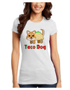 Cute Taco Dog Text Juniors Petite T-Shirt-T-Shirts Juniors Tops-TooLoud-White-Juniors Fitted X-Small-Davson Sales