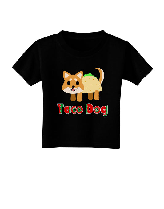 Cute Taco Dog Text Toddler T-Shirt Dark-Toddler T-Shirt-TooLoud-Black-2T-Davson Sales