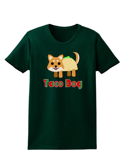 Cute Taco Dog Text Womens Dark T-Shirt-TooLoud-Forest-Green-Small-Davson Sales