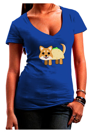 Cute Taco Dog Womens V-Neck Dark T-Shirt-Womens V-Neck T-Shirts-TooLoud-Royal-Blue-Juniors Fitted Small-Davson Sales