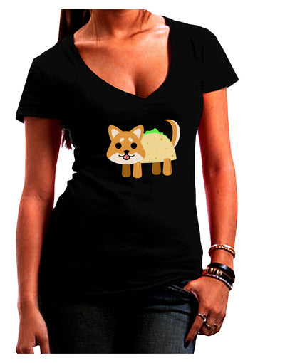 Cute Taco Dog Womens V-Neck Dark T-Shirt-Womens V-Neck T-Shirts-TooLoud-Black-Juniors Fitted Small-Davson Sales