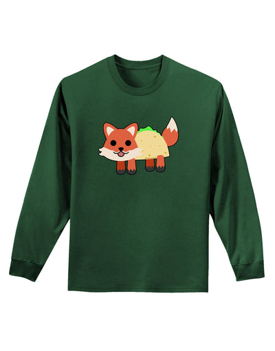 Cute Taco Fox Adult Long Sleeve Dark T-Shirt-TooLoud-Dark-Green-Small-Davson Sales