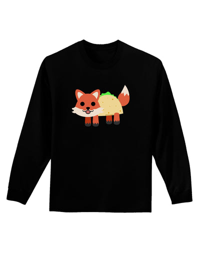 Cute Taco Fox Adult Long Sleeve Dark T-Shirt-TooLoud-Black-Small-Davson Sales