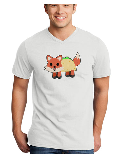 Cute Taco Fox Adult V-Neck T-shirt-Mens V-Neck T-Shirt-TooLoud-White-Small-Davson Sales