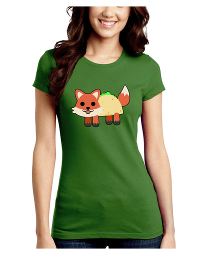 Cute Taco Fox Juniors Petite Crew Dark T-Shirt-T-Shirts Juniors Tops-TooLoud-Kiwi-Green-Juniors Fitted Small-Davson Sales