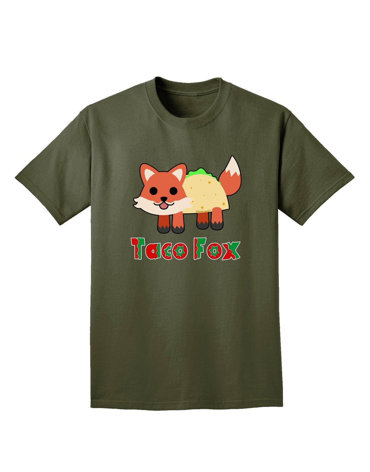 Cute Taco Fox Text Adult Dark T-Shirt-Mens T-Shirt-TooLoud-Military-Green-Small-Davson Sales