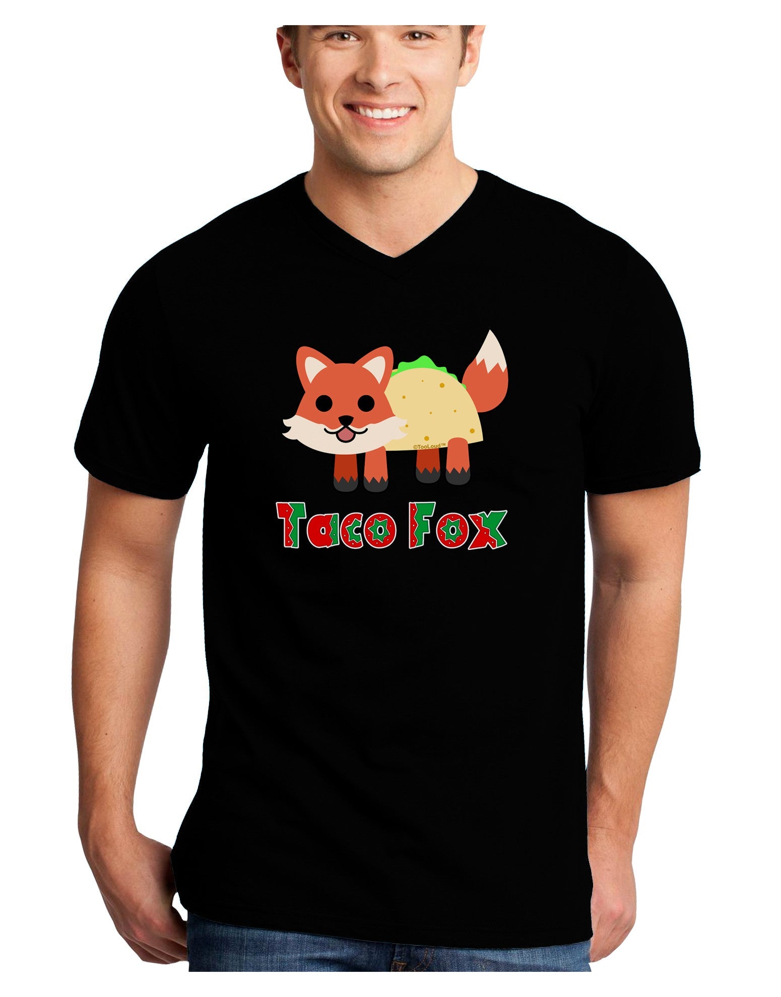 Cute Taco Fox Text Adult Dark V-Neck T-Shirt-TooLoud-Black-Small-Davson Sales