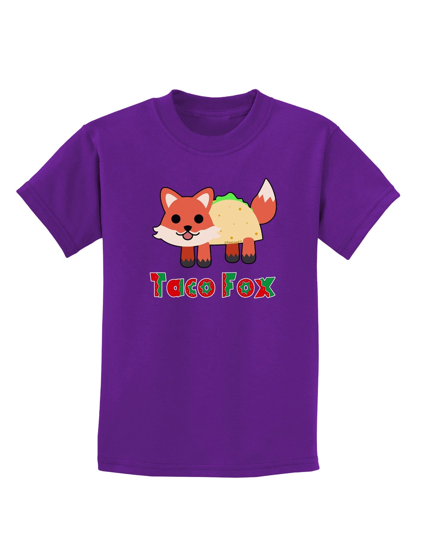 Cute Taco Fox Text Childrens Dark T-Shirt-Childrens T-Shirt-TooLoud-Purple-X-Small-Davson Sales