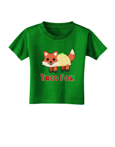 Cute Taco Fox Text Toddler T-Shirt Dark-Toddler T-Shirt-TooLoud-Clover-Green-2T-Davson Sales