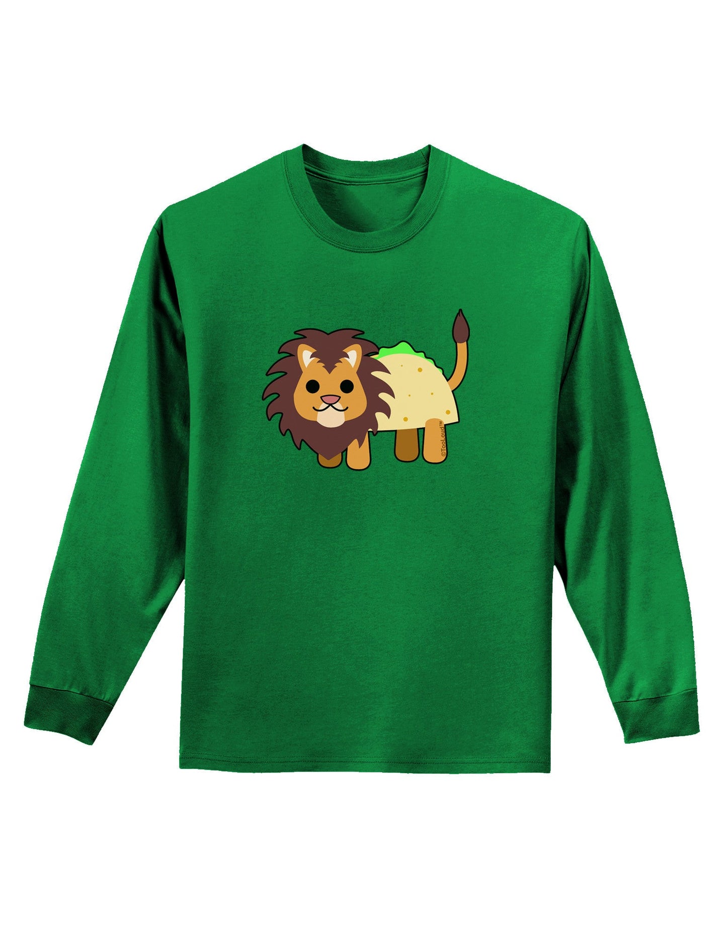 Cute Taco Lion Adult Long Sleeve Dark T-Shirt-TooLoud-Kelly-Green-Small-Davson Sales