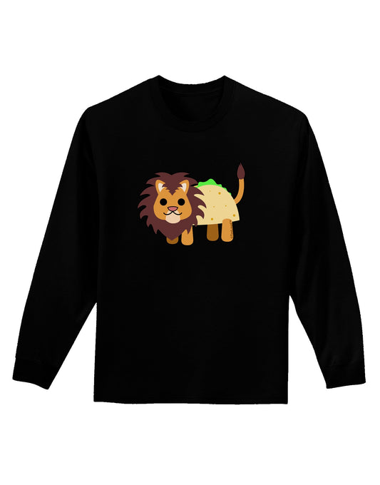 Cute Taco Lion Adult Long Sleeve Dark T-Shirt-TooLoud-Black-Small-Davson Sales