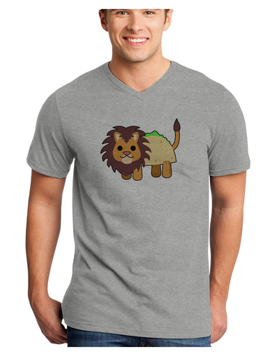 Cute Taco Lion Adult V-Neck T-shirt-Mens V-Neck T-Shirt-TooLoud-HeatherGray-Small-Davson Sales