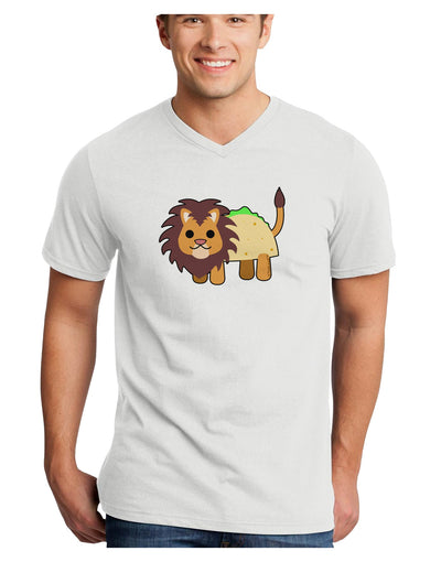 Cute Taco Lion Adult V-Neck T-shirt-Mens V-Neck T-Shirt-TooLoud-White-Small-Davson Sales