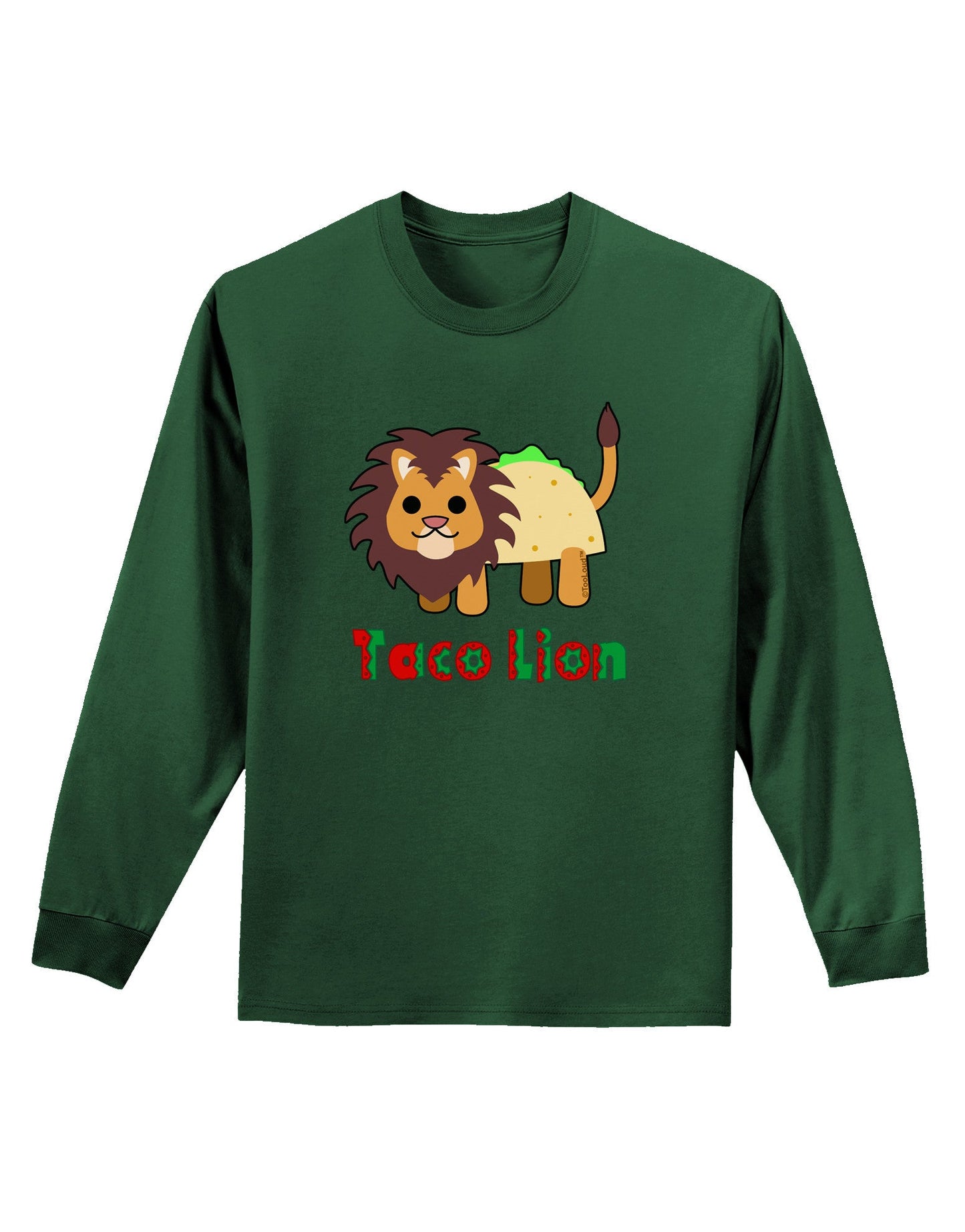 Cute Taco Lion Text Adult Long Sleeve Dark T-Shirt-TooLoud-Dark-Green-Small-Davson Sales