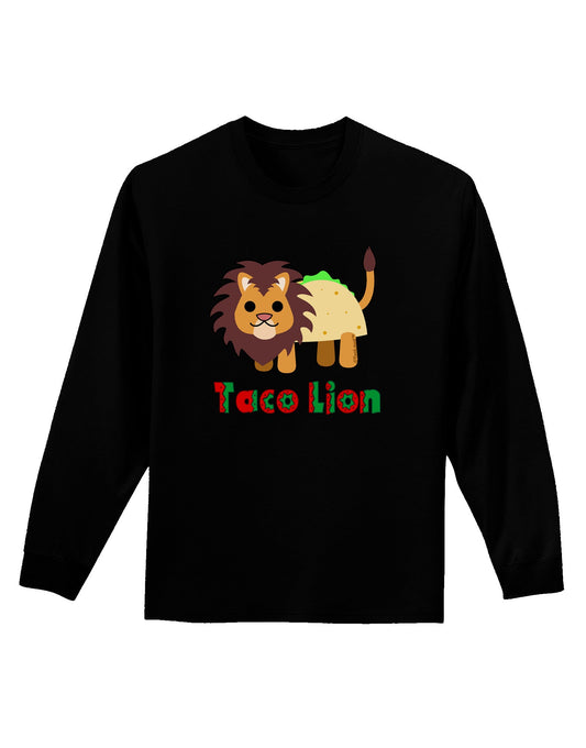Cute Taco Lion Text Adult Long Sleeve Dark T-Shirt-TooLoud-Black-Small-Davson Sales